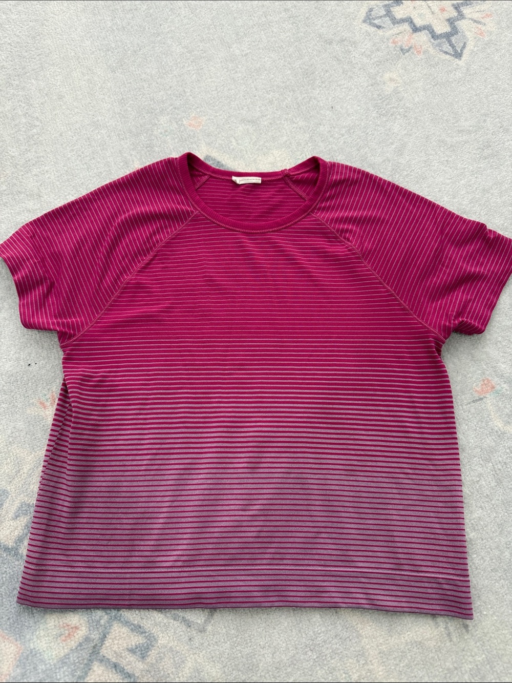 Girls crop top. Striped Short Sleeve Crewneck Top in Magenta